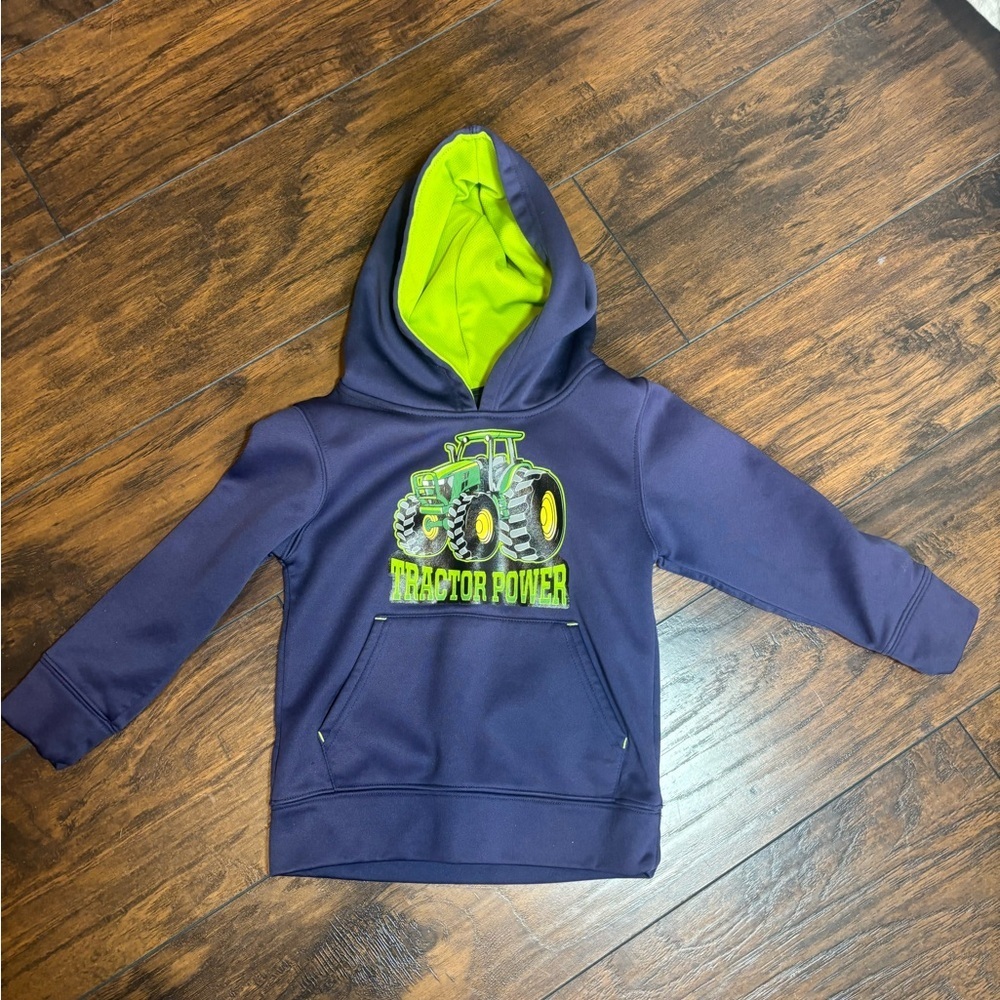 John Deere Kids Hoodie - Navy and Lime
